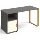 Cairo Straight Desk with Brass Leg and Integrated Cupboard